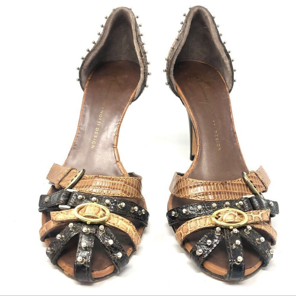 Giuseppe Zanotti Y2K Studded Brown Leather Caged Heeled Sandals 35.5 - Picture 3 of 12